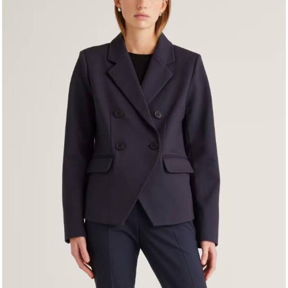 Quince Ultra-Stretch Ponte Double-Breasted Blazer Navy XS - Picture 1 of 10
